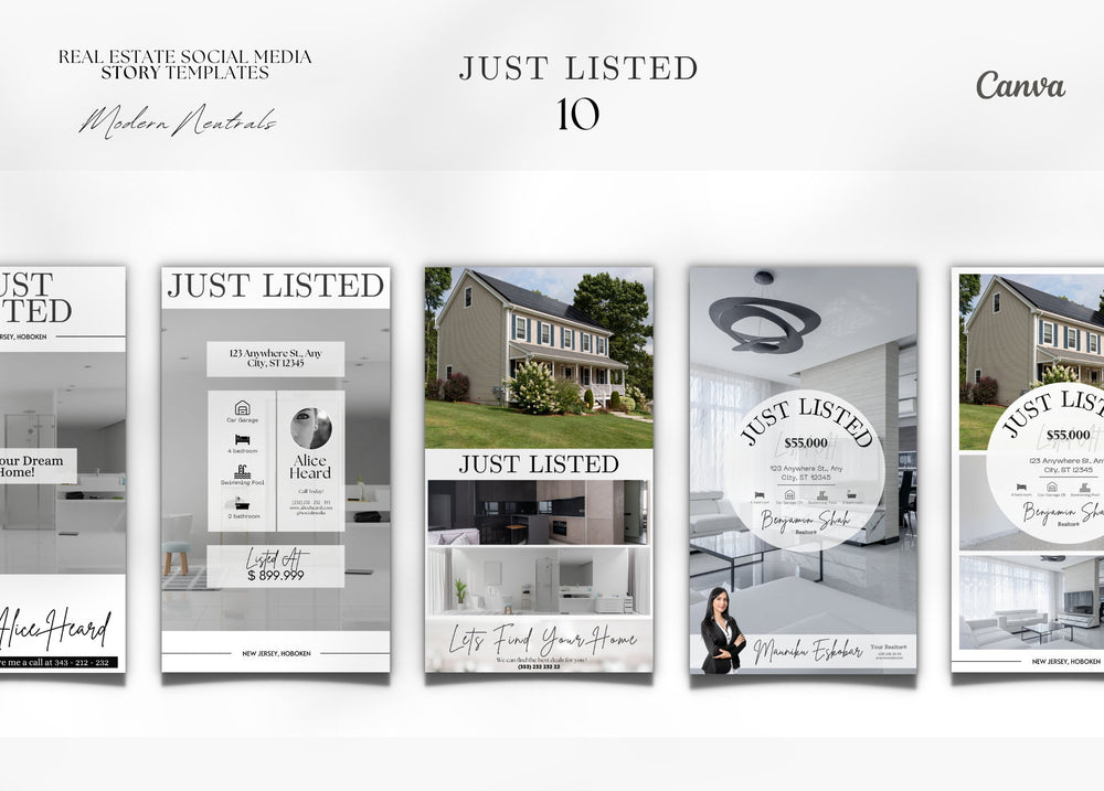 10 Just Listed Story Templates | Listing Updates | Just Listed Instagram Stories | Real Estate Marketing | Instagram Templates