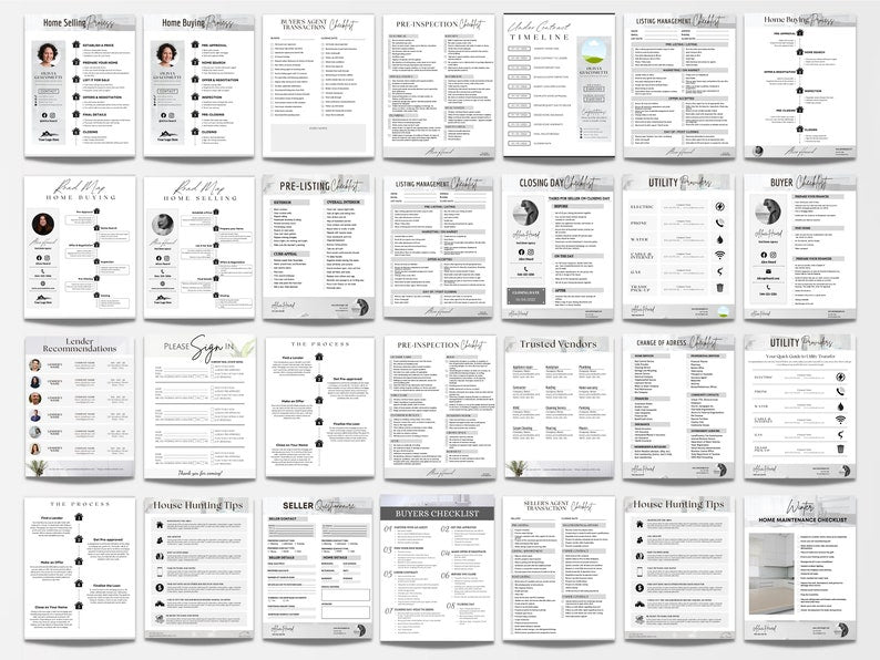 Real Estate Checklist | Realtor Checklist | Closing Day Checklist | Canva Realtor | Real Estate Template | Realtor Guide |Home Selling Guide