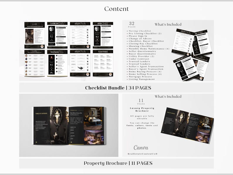 Luxury Real Estate Templates Canva, Gold Realtor Marketing, Real Estate Social Media, High Quality Realtor Branding, Editable Templates