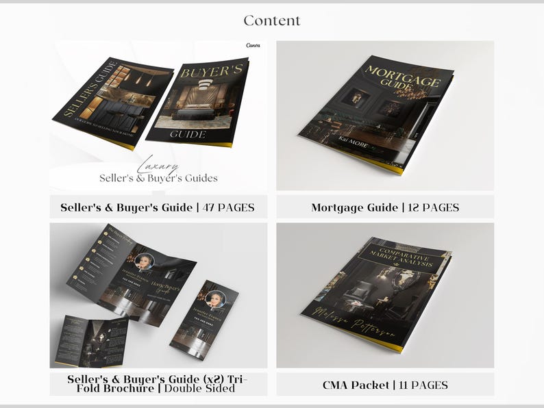 Luxury Real Estate Templates Canva, Gold Realtor Marketing, Real Estate Social Media, High Quality Realtor Branding, Editable Templates