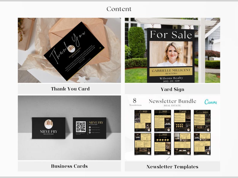 Luxury Real Estate Templates Canva, Gold Realtor Marketing, Real Estate Social Media, High Quality Realtor Branding, Editable Templates