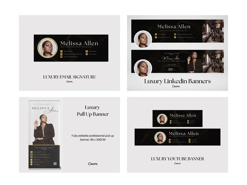 Luxury Real Estate Templates Canva, Gold Realtor Marketing, Real Estate Social Media, High Quality Realtor Branding, Editable Templates