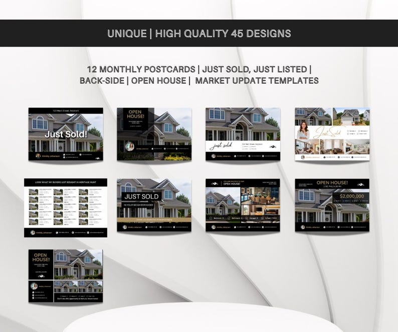 Real Estate Premium Postcards | Ultimate Postcard Bundle | Just Listed, Just Sold Postcard | Under Contract | Unique Designs | Canva 2025
