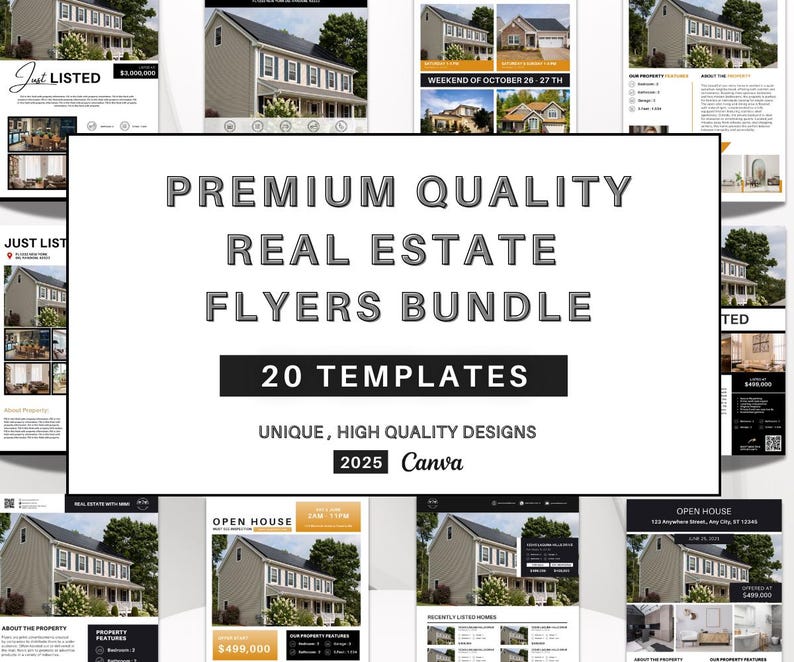 High Quality Real Estate Flyer Bundle | Realtor Flyer Templates | Real Estate Marketing Flyers | Just Listed | Just Sold | Open House | 2025