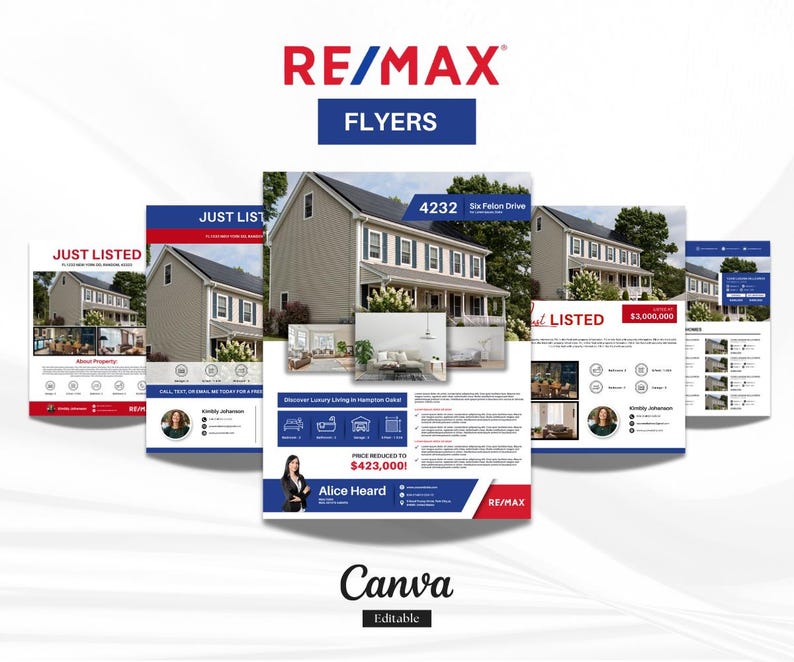 Ultimate RE/MAX Realtor Marketing Kit | Red, Blue Templates | Editable Canva Templates | Flyers, Guides, Checklists & More