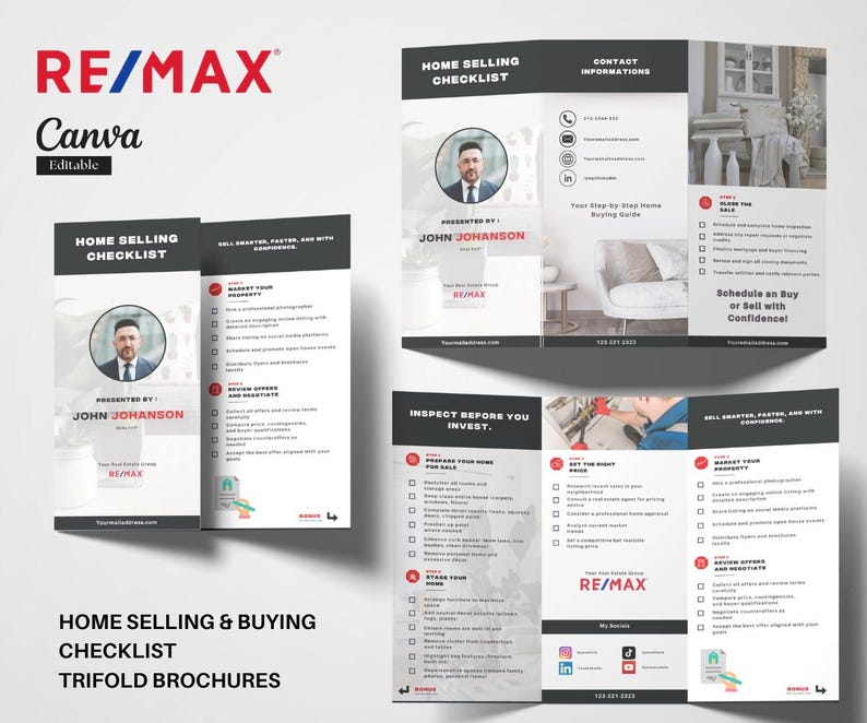 Ultimate RE/MAX Realtor Marketing Kit | Red, Blue Templates | Editable Canva Templates | Flyers, Guides, Checklists & More