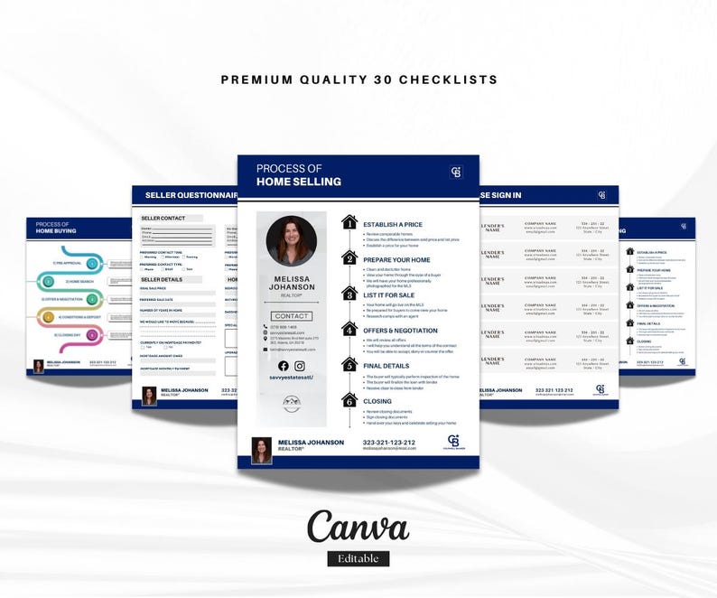 Coldwell Banker Real Estate Marketing Bundle | Blue Templates | Sellers & Buyers Guide, Flyers, Checklists, Social Media Templates | Canva