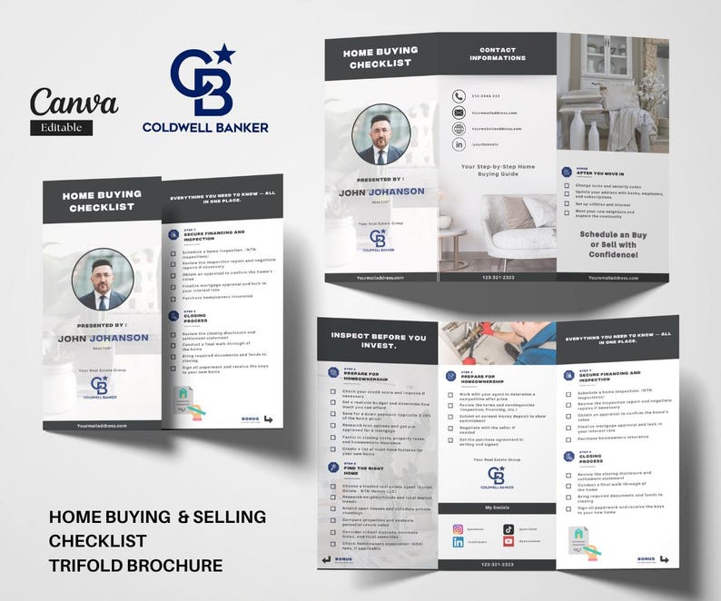 Coldwell Banker Real Estate Marketing Bundle | Blue Templates | Sellers & Buyers Guide, Flyers, Checklists, Social Media Templates | Canva