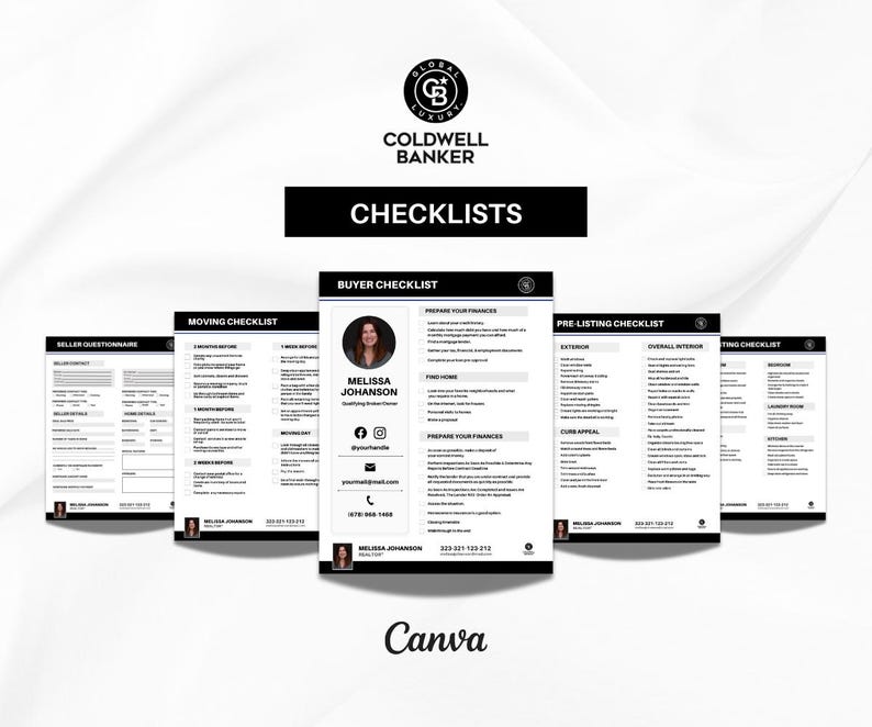 Coldwell Banker Luxury Real Estate Marketing Bundle | Sellers & Buyers Guide, Flyers, Checklists, Social Media Templates | Black and White