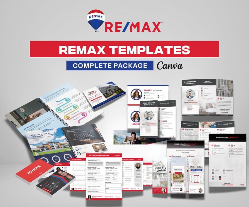 Ultimate RE/MAX Realtor Marketing Kit | Red, Blue Templates | Editable Canva Templates | Flyers, Guides, Checklists & More