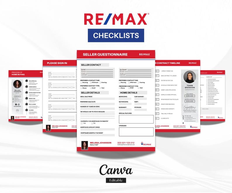 Ultimate RE/MAX Realtor Marketing Kit | Red, Blue Templates | Editable Canva Templates | Flyers, Guides, Checklists & More