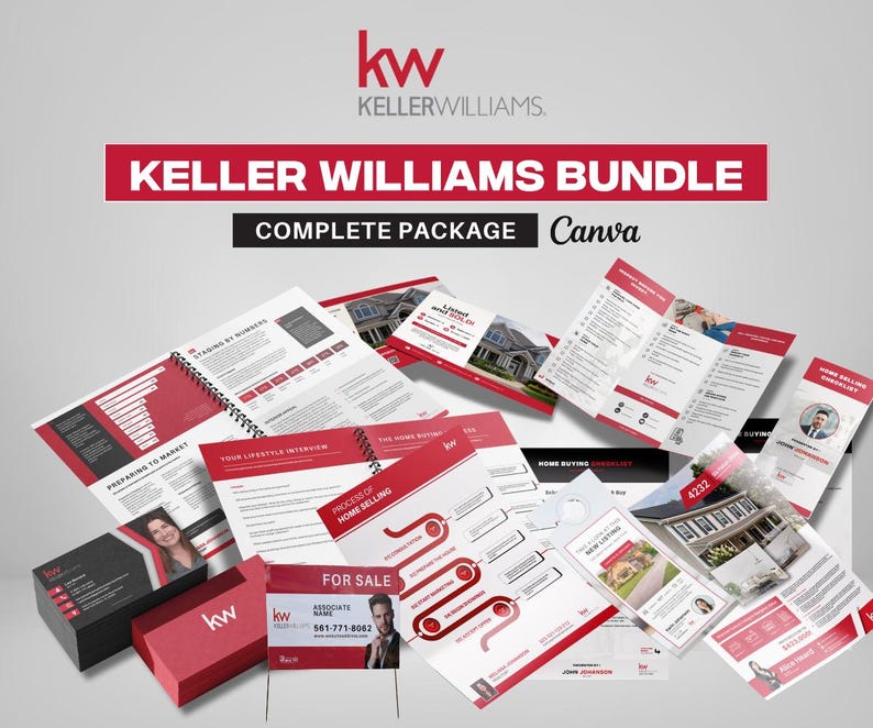 Ultimate Keller Williams Real Estate Marketing Bundle | Premium Red Templates for Realtors | Flyers, Guides, Checklists, Postcards & More
