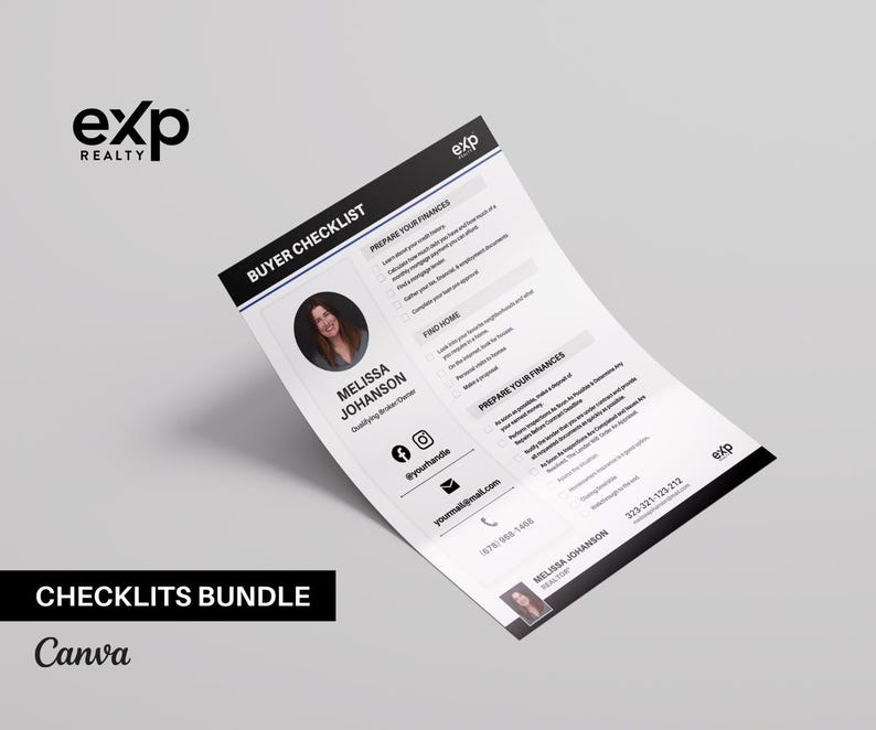 Premium EXP REALTY Real Estate Marketing Bundle | Black Templates | Sellers & Buyers Guide, Checklists, Social Media Templates | Canva