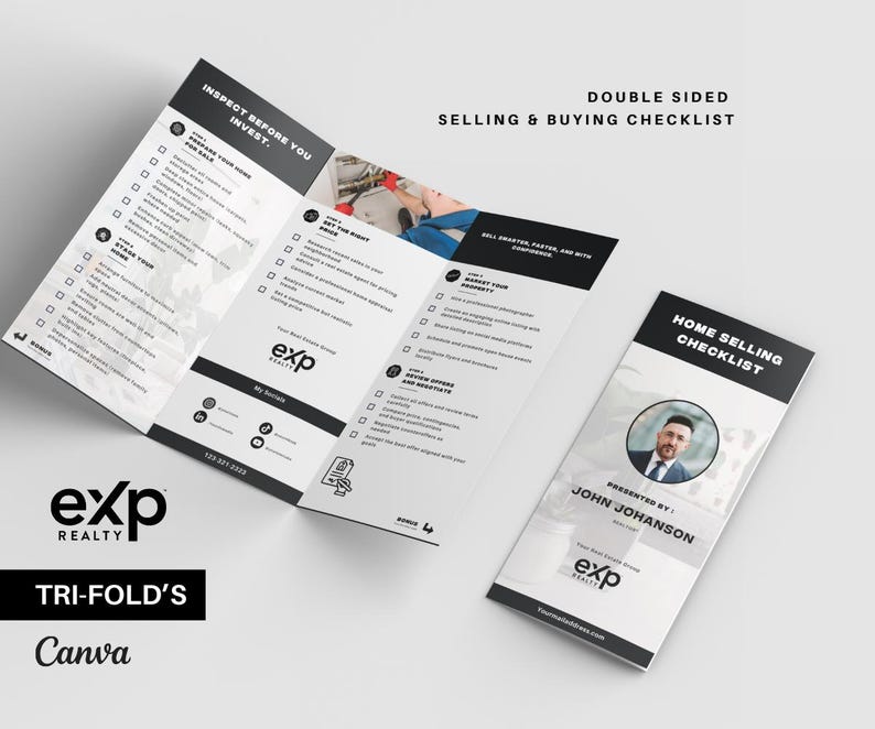 Premium EXP REALTY Real Estate Marketing Bundle | Black Templates | Sellers & Buyers Guide, Checklists, Social Media Templates | Canva