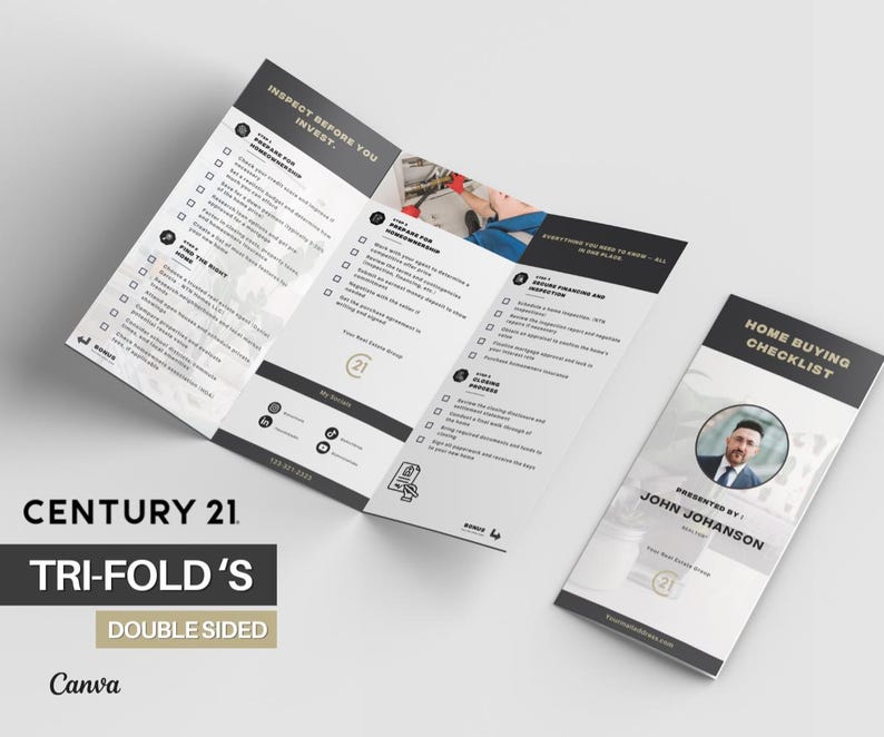 Century 21 FULL PACKAGE | Editable Beige Canva Templates for Realtors | Century 21 | Flyers, Checklists, Social Media & More