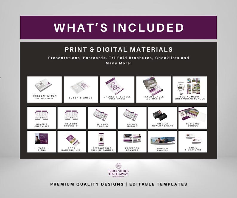 Ultimate Berkshire Hathaway Realtor Bundle | Premium Canva Templates | Flyers, Business Cards, Social Media, Checklists, Guides & More