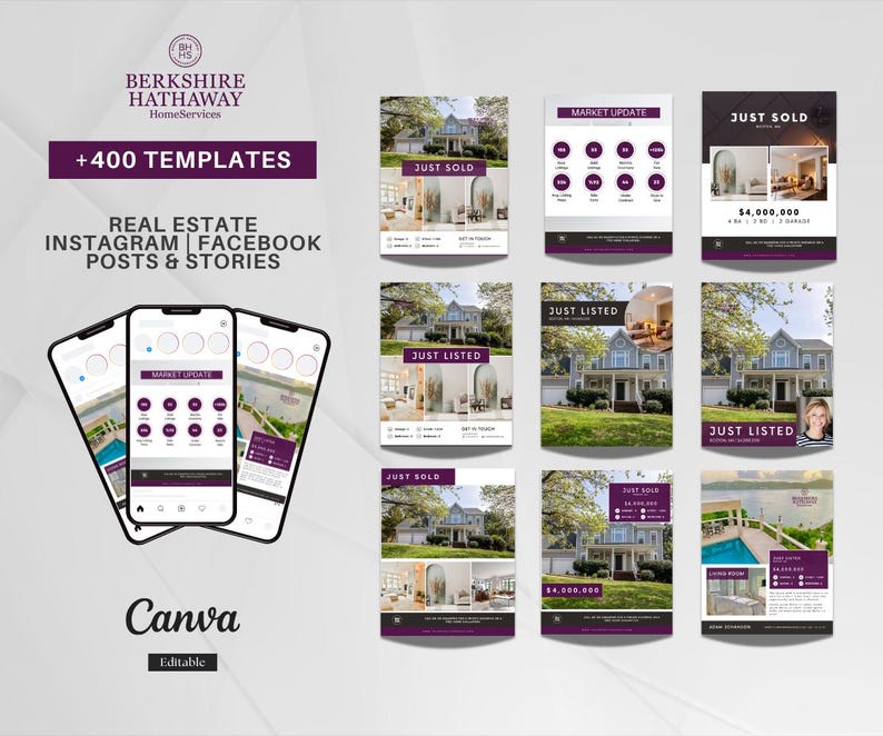 Ultimate Berkshire Hathaway Realtor Bundle | Premium Canva Templates | Flyers, Business Cards, Social Media, Checklists, Guides & More
