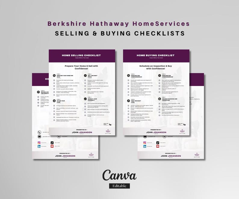 Ultimate Berkshire Hathaway Realtor Bundle | Premium Canva Templates | Flyers, Business Cards, Social Media, Checklists, Guides & More