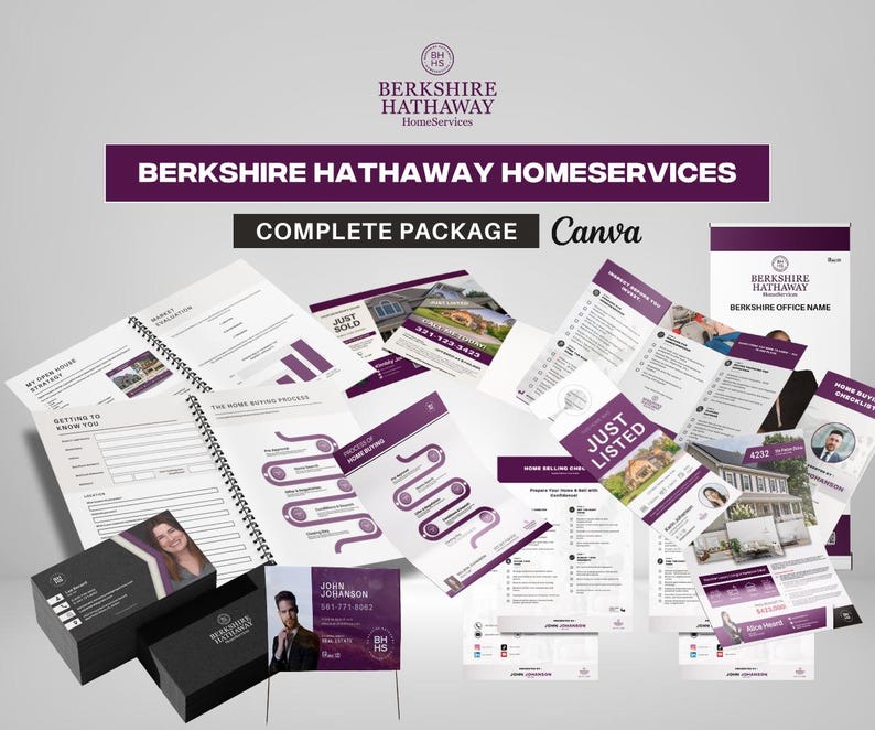 Ultimate Berkshire Hathaway Realtor Bundle | Premium Canva Templates | Flyers, Business Cards, Social Media, Checklists, Guides & More