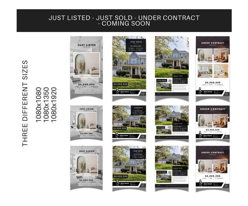 Real Estate Social Templates 2026 | Just Listed Post | Just Sold Post | Market Update Post | Real Estate Terms Post | Canva