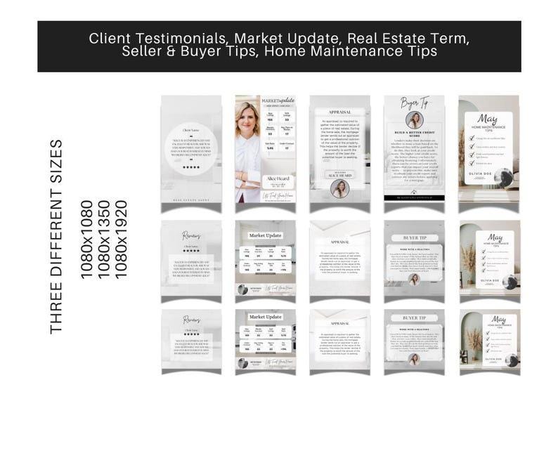 Real Estate Social Templates 2026 | Just Listed Post | Just Sold Post | Market Update Post | Real Estate Terms Post | Canva