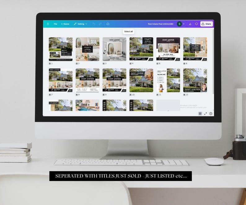 Real Estate Social Templates 2026 | Just Listed Post | Just Sold Post | Market Update Post | Real Estate Terms Post | Canva