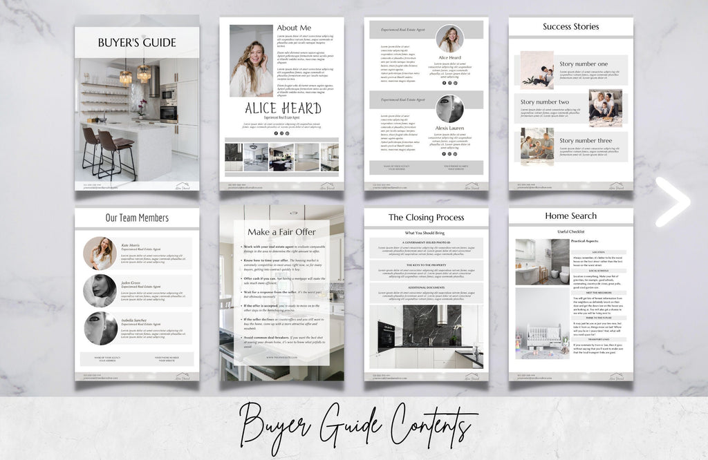Real Estate Buyer and Seller Guide, Realtor Buyer Packet & Seller Packet, A4 and US Letter Size, Free Canva Templates.