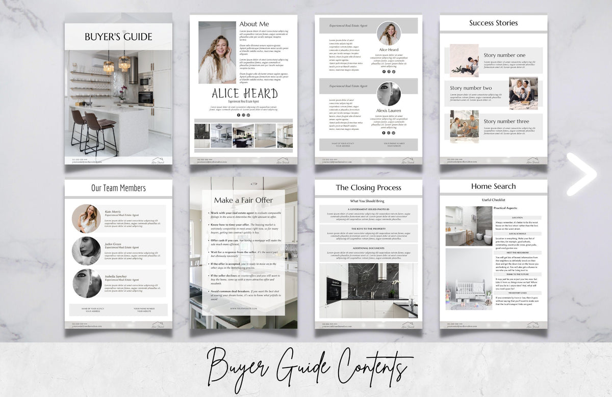 Real Estate Buyer and Seller Guide, Realtor Buyer Packet & Seller Packet, A4 and US Letter Size, Free Canva Templates.