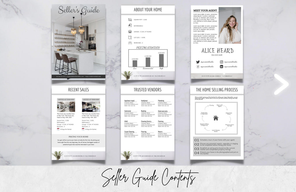 Real Estate Buyer and Seller Guide, Realtor Buyer Packet & Seller Packet, A4 and US Letter Size, Free Canva Templates.
