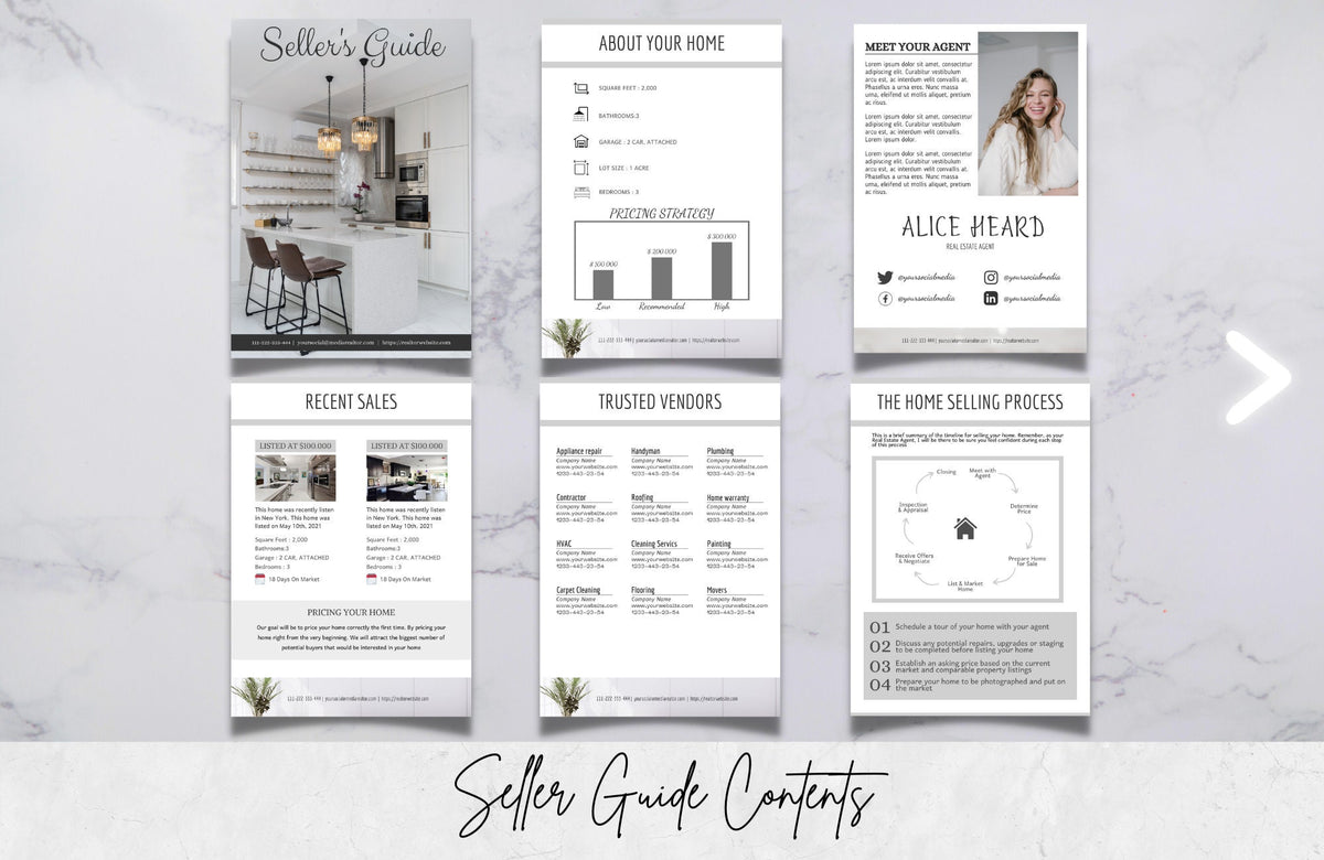 Real Estate Buyer and Seller Guide, Realtor Buyer Packet & Seller Packet, A4 and US Letter Size, Free Canva Templates.
