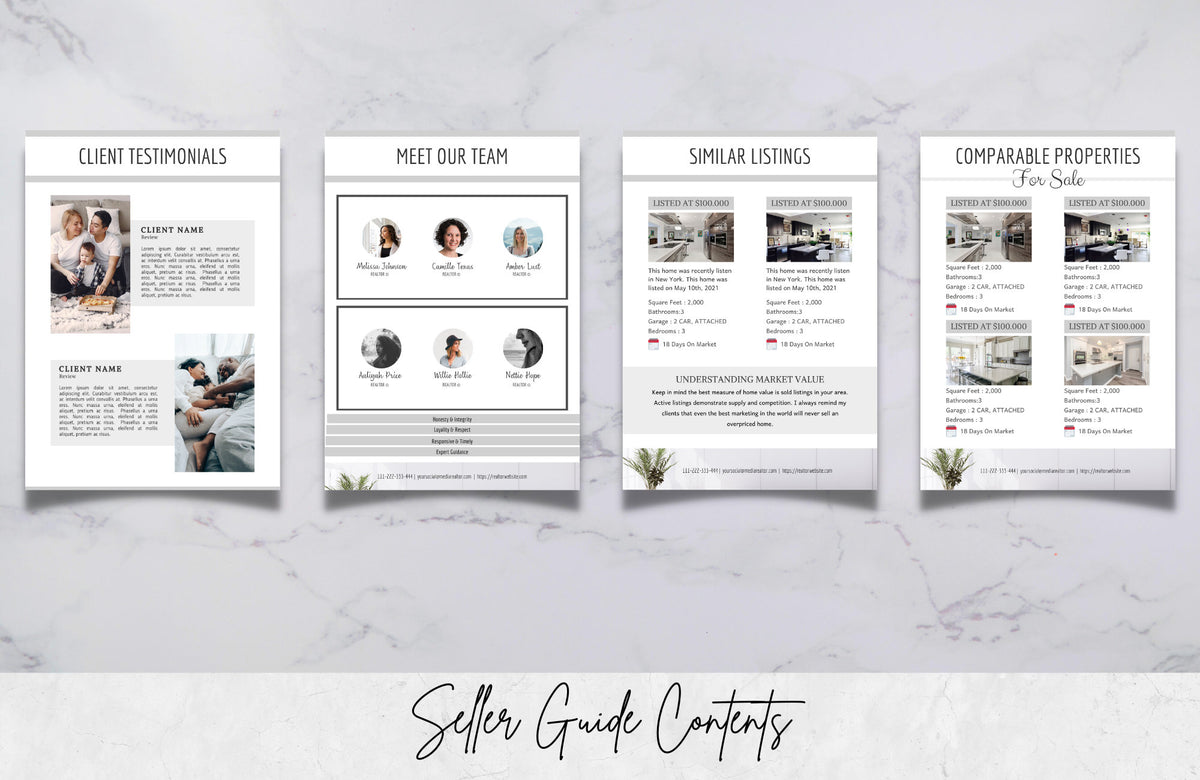 Real Estate Buyer and Seller Guide, Realtor Buyer Packet & Seller Packet, A4 and US Letter Size, Free Canva Templates.