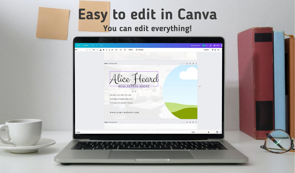 Business Card Canva Template, 2x Two-Sided Cards, Real Estate Business Cards