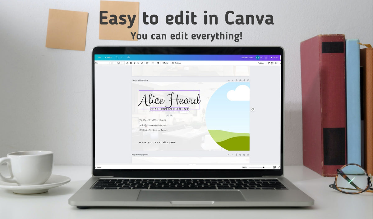 Business Card Canva Template, 2x Two-Sided Cards, Real Estate Business Cards