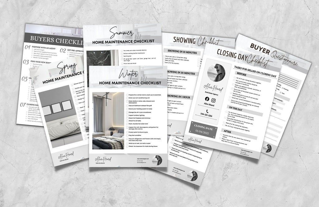 Real Estate Checklist Bundle, Realtor Marketing Templates, Showing Checklist, Buying Checklist, Moving Checklist, Closing Day Checklist