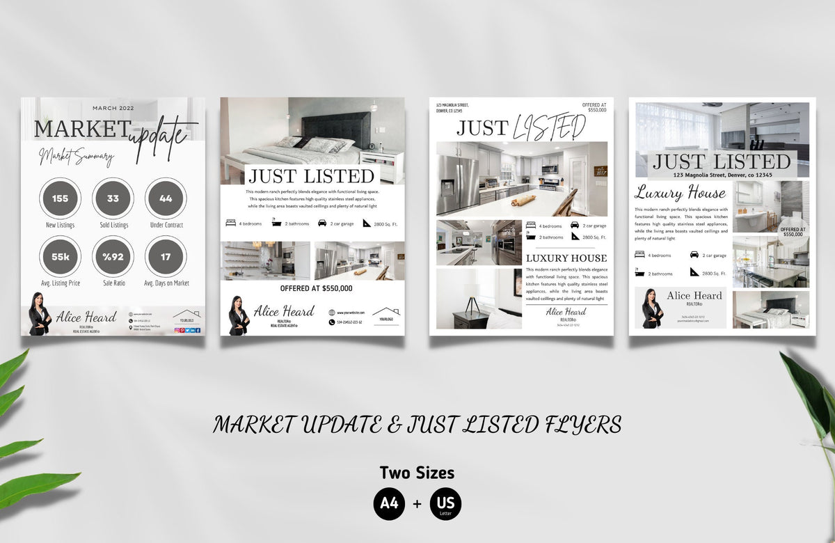 Real Estate Flyer Templates | Flyer Bundle | Realtor Flyer Templates | A4 and US Letter | Two Sizes | Canva | Full editable