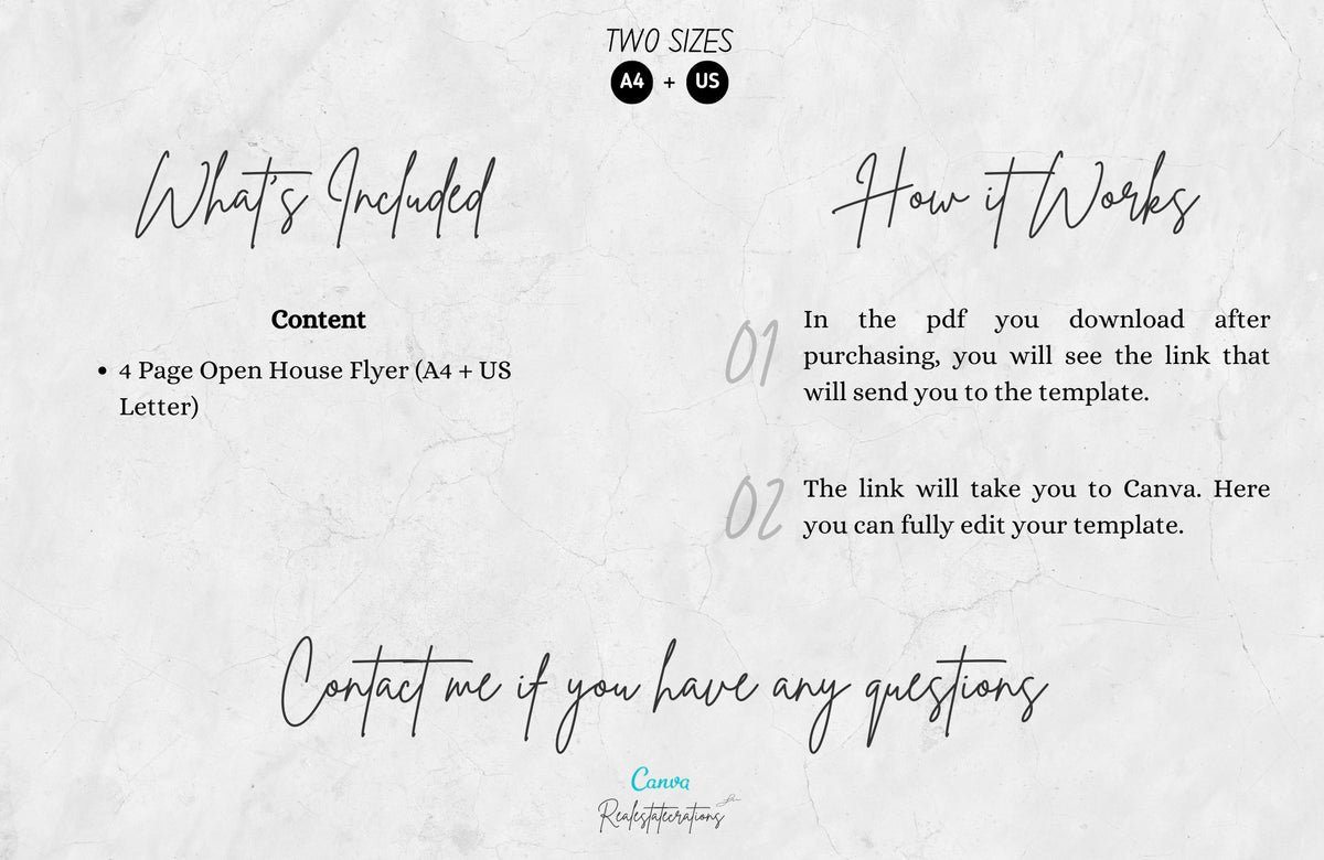 Open House Flyer Templates | Four Page Open House Flyer | Realtor Flyer | Real Estate Marketing | Canva Template | Full Editable | A4 + US
