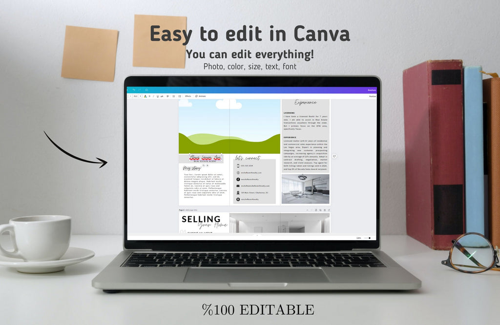 Real Estate Brochure, Tri-fold Real Estate Brochure, Full Editable Trifold Brochure, Canva Brochure Template.