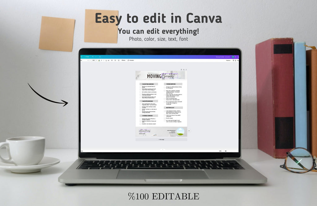 Real Estate Moving Checklist, realtor moving guide, printable moving to-do list, moving planner, realtor marketing, moving flyer, Canva