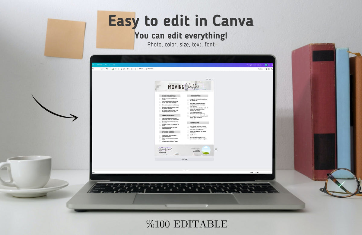 Real Estate Moving Checklist, realtor moving guide, printable moving to-do list, moving planner, realtor marketing, moving flyer, Canva
