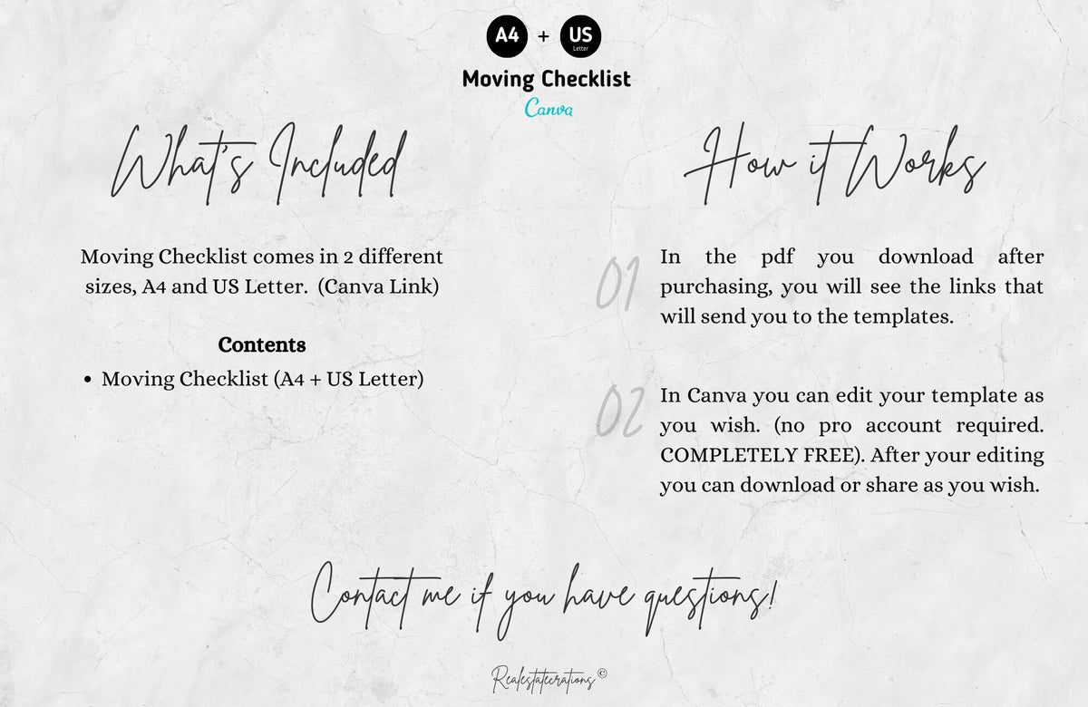 Real Estate Moving Checklist, realtor moving guide, printable moving to-do list, moving planner, realtor marketing, moving flyer, Canva