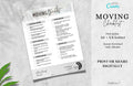 Real Estate Moving Checklist, realtor moving guide, printable moving to-do list, moving planner, realtor marketing, moving flyer, Canva