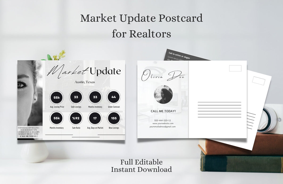 Market Update Postcard, Real Estate Postcard Template, Realtor Postcards, Real Estate Farming, Real Estate Marketing, Neighborhood Farming.
