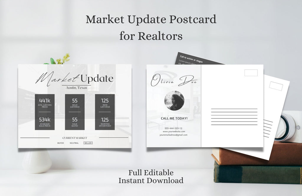 Market Update Postcard, Real Estate Postcard Template, Realtor Postcards, Real Estate Farming, Real Estate Marketing, Neighborhood Farming.