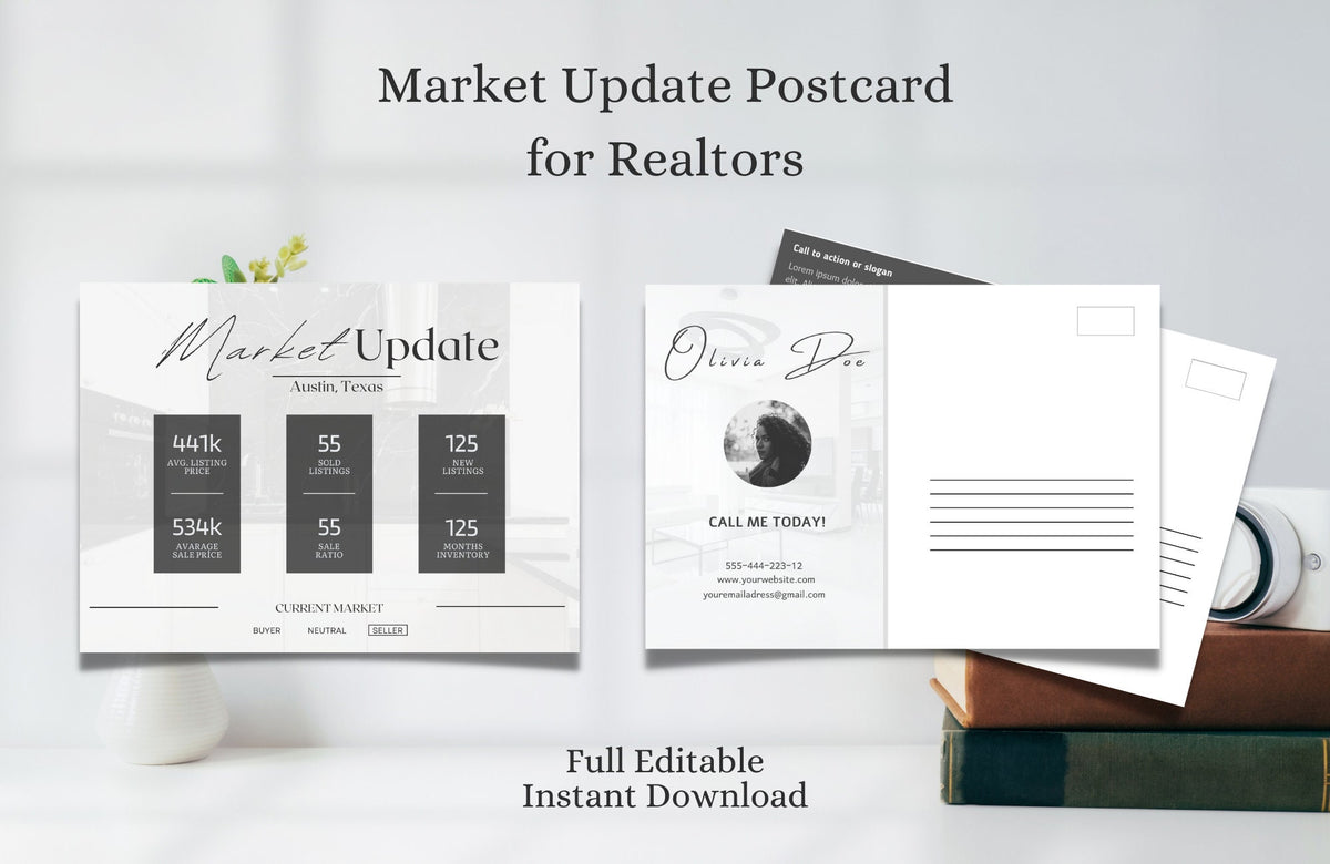 Market Update Postcard, Real Estate Postcard Template, Realtor Postcards, Real Estate Farming, Real Estate Marketing, Neighborhood Farming.