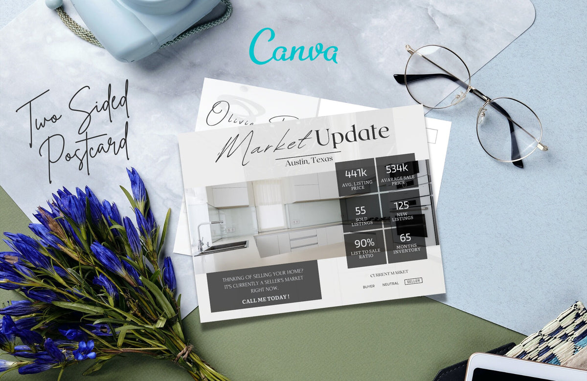 Market Update Postcard, Real Estate Postcard Template, Realtor Postcards, Real Estate Farming, Real Estate Marketing, Neighborhood Farming.