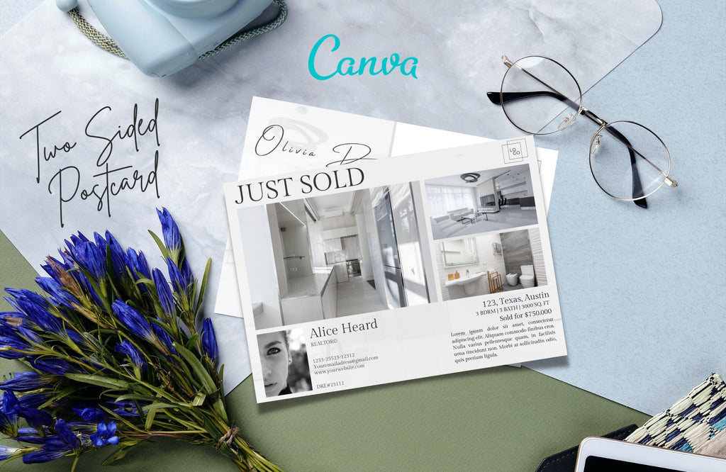 Real Estate Just Sold Postcard, Real Estate Marketing, Editable Canva Template, Farming Postcards, Realtor Farming, Realtor Postcard