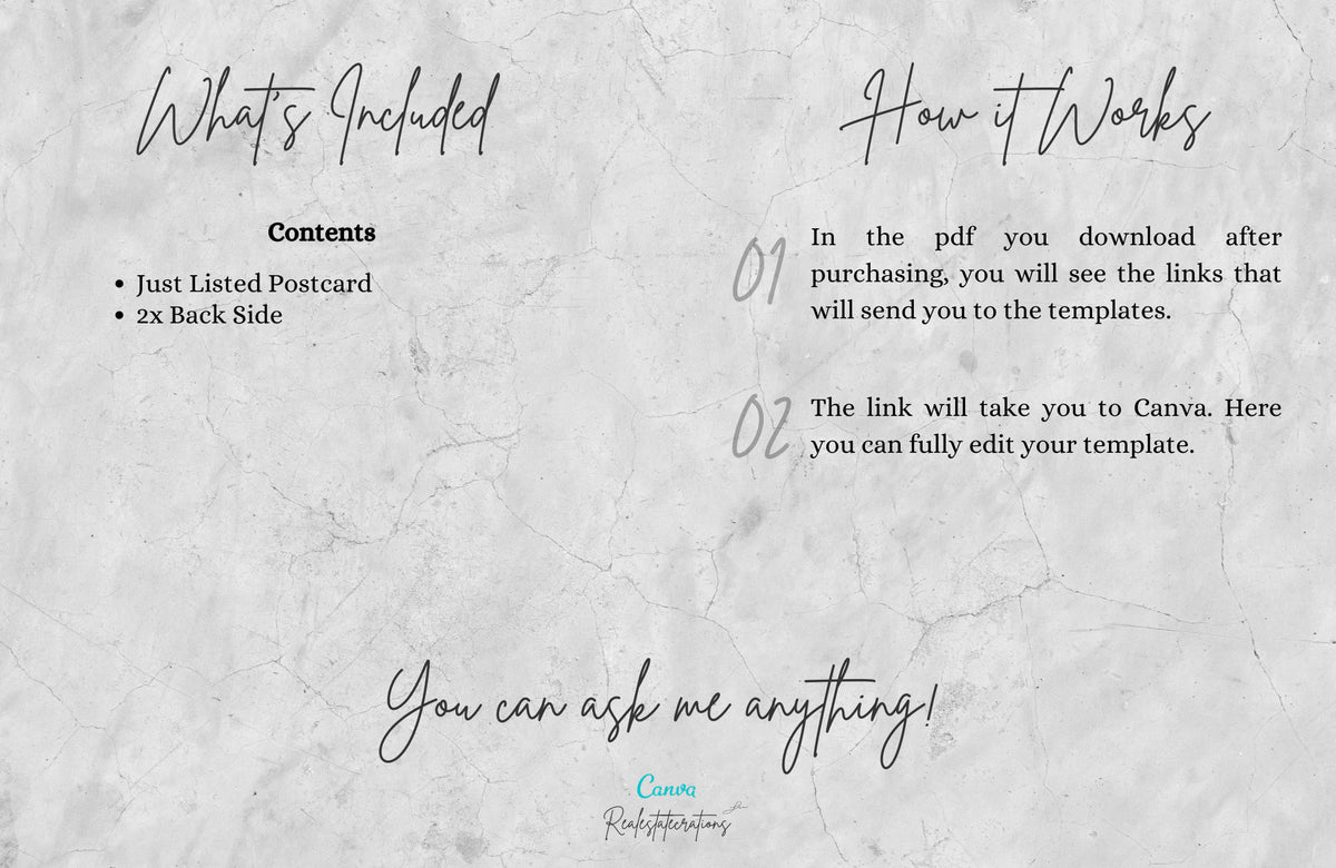 Real Estate Just Listed Postcard, Real Estate Marketing, Editable Canva Template, Farming Postcards, Realtor Farming, Realtor Postcard