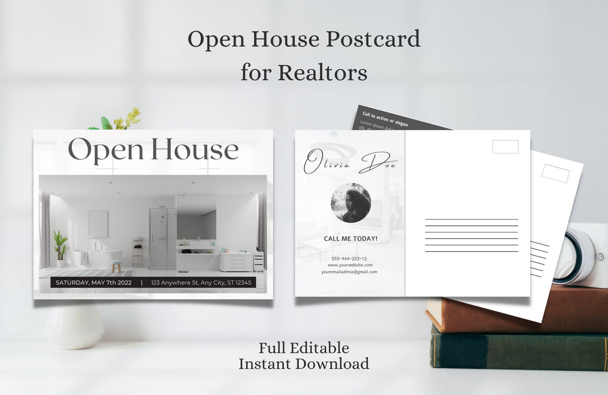 Real Estate Open House Postcard, Real Estate Marketing, Editable Canva Template, Farming Postcards, Realtor Farming, Realtor Postcard