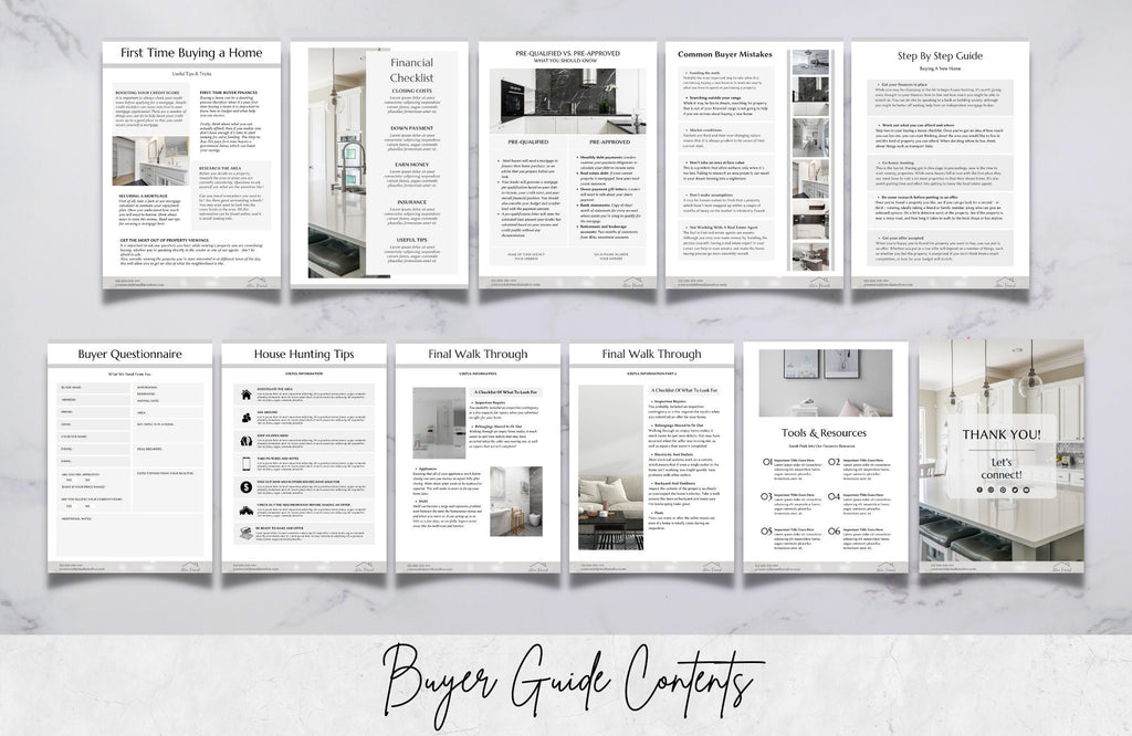 Real Estate Buyer and Seller Guide, Realtor Buyer Packet & Seller Packet, A4 and US Letter Size, Free Canva Templates.