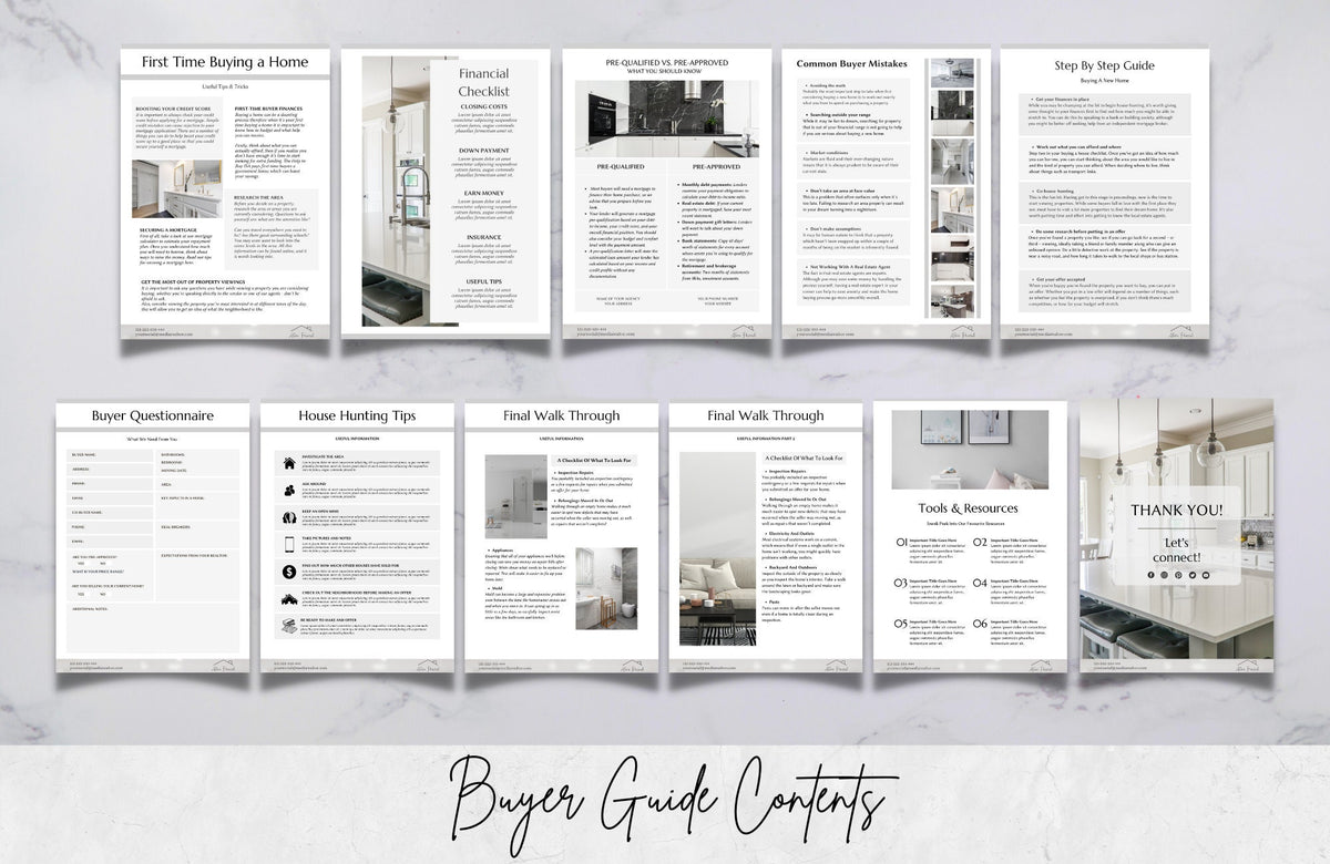 Real Estate Buyer and Seller Guide, Realtor Buyer Packet & Seller Packet, A4 and US Letter Size, Free Canva Templates.